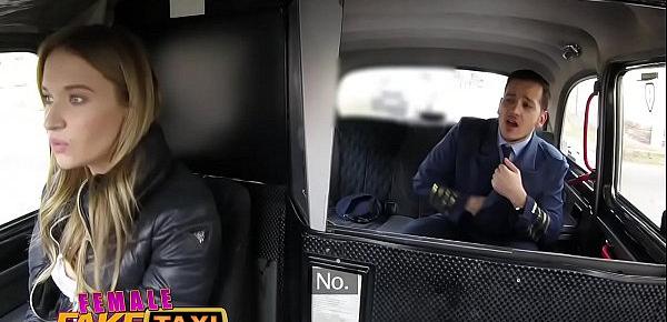  Female Fake Taxi Pilot delivers facial after landing his cock in Euro pussy